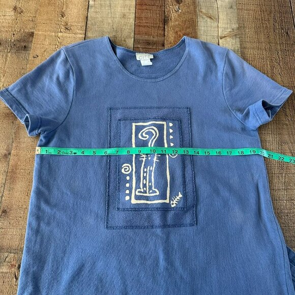 Cute Blue Cat Dress With Graphic Print By Citiknits - Size M - Picture 2 of 14